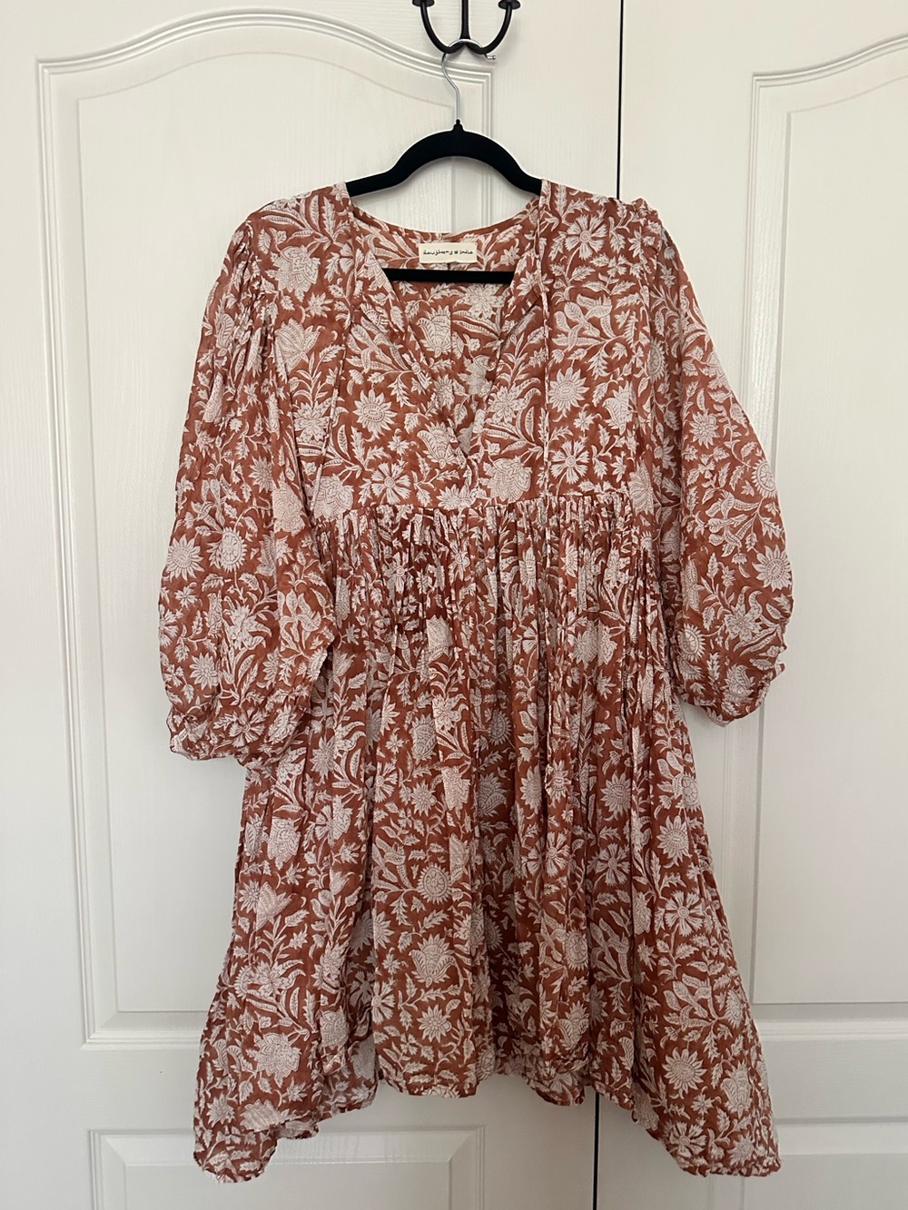 Daughters of India Burnt Orange Floral Dress